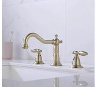 GSZCCZS Bathroom Sink Faucet, Widespread Basin Faucet Bathroom Hot and Cold Gold Brass 3 Holes Sink Mixer Tap Brass 8 Inch Sink Mixer (Color : ORB)