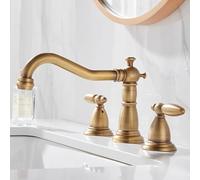 GSZCCZS Bathroom Sink Faucet, Widespread Basin Faucet Bathroom Hot and Cold Gold Brass 3 Holes Sink Mixer Tap Brass 8 Inch Sink Mixer (Color : ORB)