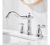 GSZCCZS Bathroom Sink Faucet, Widespread Basin Faucet Bathroom Hot and Cold Gold Brass 3 Holes Sink Mixer Tap Brass 8 Inch Sink Mixer (Color : ORB)