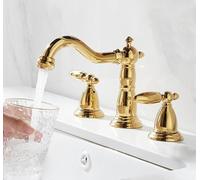 GSZCCZS Bathroom Sink Faucet, Widespread Basin Faucet Bathroom Hot and Cold Gold Brass 3 Holes Sink Mixer Tap Brass 8 Inch Sink Mixer (Color : ORB)