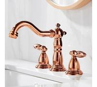 GSZCCZS Bathroom Sink Faucet, Widespread Basin Faucet Bathroom Hot and Cold Gold Brass 3 Holes Sink Mixer Tap Brass 8 Inch Sink Mixer (Color : ORB)