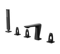 GSZCCZS Bathtub Faucet, 5pc Deck Mounted Bath Shower Set Brass Hand Shower Basin Mixer Tap Widespread Tub Sink Faucet(Nero)