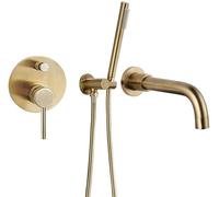 GSZCCZS Bathtub faucets and Shower Heads Shower Set Mixer Valve 2 Function Bathtub Mixer Taps Hot and Cold Wall Mounted Bathroom Shower Faucet with Hand Shower,Gold.1,Gold.2,Gold.2