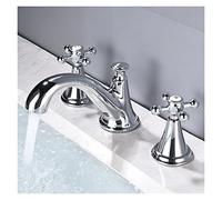 GSZCCZS Black Bathroom Basin Faucet Hot and Cold Water Faucet Three Holes Two Handle Mixers Tap Deck Mount Wash Tub Fauctes(Cromo)