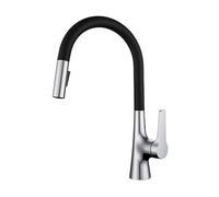 GSZCCZS Black Brass Deck Mounted Kitchen Faucet Two Function Single Handle Pull Out Mixer Hot and Cold Water Pull Out Taps (Color : V62-Gun Gray)