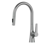 GSZCCZS Black Brass Deck Mounted Kitchen Faucet Two Function Single Handle Pull Out Mixer Hot and Cold Water Pull Out Taps (Color : V62-Gun Gray)