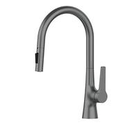 GSZCCZS Black Brass Deck Mounted Kitchen Faucet Two Function Single Handle Pull Out Mixer Hot and Cold Water Pull Out Taps (Color : V62-Gun Gray)