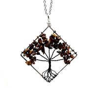 GSZCCZS Black Tree Life Pendant Quartz Crystal Necklace Chakra Gemstones Copper Wire Wrap Jewelry Gift For Women