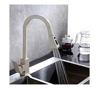 GSZCCZS Brass Pull-Out Kitchen Faucet with Two-Exit Modes - 360° Rotation Sink Mixer Tap Kitchen Sink Faucets(Beige,with Hose Size 1-2)