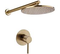 GSZCCZS Brushed Gold Shower Solid Brass Bathroom Shower Head Shower Faucet Wall Mounted Shower Arm Shower Set, 8Inch Decoration,8inch