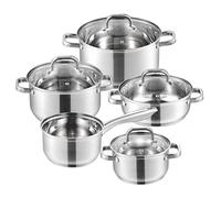 GSZCCZS Cookware Set Stainless Steel 9-Piece Kitchen Cooking Pot&Pan Set Non Stick Frying Pan Saucepan Casserole Glass Lid