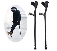 GSZCCZS Crutches for Adults,Foldable Crutch Comfortable Grip and Wear-Resistant,Forearm Crutches Adjustable Height,Bearing 140kg,Balanced Unisex,Black, Grey