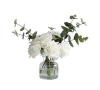 GSZCCZS Exotic Dried Flower Bouquet 14" Artificial White Roses Flowers,Beautiful Flowers Bouquet for Home Dining Table Decor