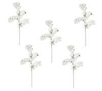 GSZCCZS Exotic Dried Flower Bouquet 40" Faux Cherry Blossom Branch Stem,5PCS White Artificial Cherry Plants for Home Decor, Wedding Centerpieces, and Vase Fillers