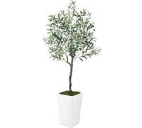 GSZCCZS Exotic Dried Flower Bouquet 5/6/7ft Artificial Olive Trees, Realistic Leaves and Trunk Fake Trees for Home Office Decor Porch Decoration, Bedroom Decoration, Dining Table(6ft)
