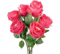 GSZCCZS Exotic Dried Flower Bouquet 6Pcs Artificial Beautiful Flowers, Long Stem Handmade Flowers for Home Table Centerpiece Wedding(Red)