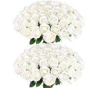 GSZCCZS Exotic Dried Flower Bouquet Beautiful Roses, 60 Pcs Artificial Flower Bouquet, Suitable for Wedding Center, Bridal Bouquet, Mother's Day Valentine's Day, Home Decor(White)
