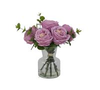 GSZCCZS Exotic Dried Flower Bouquet Pink/White/Purple Artificial Flowers,Lifelike Fake Flowers in Vase for Dining Table Centerpiece Decor(White)