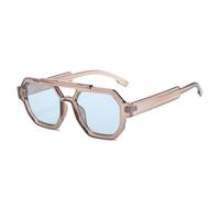 GSZCCZS Fashion Double Bridges Sunglasses for Women Polygon Square Sunglasses Retro Blue Purple Men Shades UV400 Sun Glasses