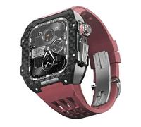 GSZCCZS Fluororubber Watch Band Carbon Fiber Case Modification Kit，For Series 8 7 45mm SE 6 5 4 44mm Upgrade Replace Watch Strap