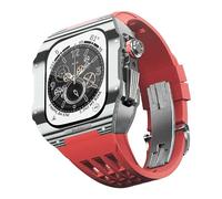 GSZCCZS Fluororubber Watch Band Carbon Fiber Case Modification Kit，For Series 8 7 45mm SE 6 5 4 44mm Upgrade Replace Watch Strap