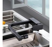 GSZCCZS Folding Kitchen Tap Under Window Black Kitchen Faucet 360° Swivel Brass-Black