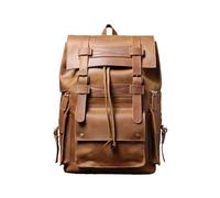 GSZCCZS Genuine Leather Mens Backpack Large Capacity Vintage Cowhide Travel Bags Retro Backpack For Men (Color : Brown, Size : 17.3 * 12.2 * 5.9inch)