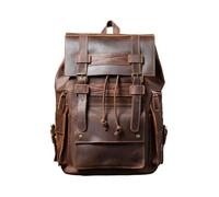 GSZCCZS Genuine Leather Mens Backpack Large Capacity Vintage Cowhide Travel Bags Retro Backpack For Men (Color : Brown, Size : 17.3 * 12.2 * 5.9inch)