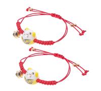 GSZCCZS Girls' jewelry 2Pcs Adjustable Cat Maneki Neko Bracelet Handmade Weave Red Rope Hand Chain with Bell Stylish Friendship Jewelry for Friends and Couples Unique Fashion Accessory accessories