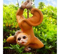 GSZCCZS Golden Monkey Hanging Statue,Chimpanzee Baby Animal Figurines,Resin,Full Color,for Garden Decor Yard Art Lawn Ornaments,B