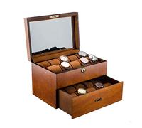 GSZCCZS Jewelry Box Organizer Watch Case Men Display Storage Case,Glass Top Large Holder,Brown