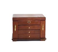 GSZCCZS Jewelry Box Wood Jewellery Storage Box with Lock Vintage Jewelry Storage Case (Brown 28x19x19.5cm) (Brown 28x19x19.5cm)