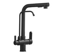 GSZCCZS Kitchen Faucet 3 in 1 Teltable Brass Faucet Hot and Cold 360 ° Rotation Multi-Function Pure Water Faucets for Kitchen Sinks Black