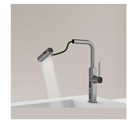 GSZCCZS Kitchen Sink Faucet Waterfall Intelligent Digital Display Third Mock Examination Water Outlet Multifunctional Copper Faucet(F)