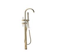 GSZCCZS Kitchen Tap Matte Black Brass Bathroom Tub Faucet, Floor Mounted Free Standing Bathtub Shower Mixer Taps, Hot Cold Water Crane Swivel Spout (Color : Gold, Size : 1) Sink Faucet