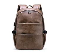 GSZCCZS Leather Men's Backpack Laptop Backpack Anti-Theft Backpack for Teen Men Traveling (Color : A, Size : One Size)