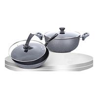 GSZCCZS Light Grey Cookware Set Soup Pot Set Frying Pan Milk Pot Cooking Pot Pan Non-Stick Pan Set Frying Pan