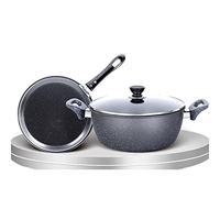 GSZCCZS Light Grey Cookware Set Soup Pot Set Frying Pan Milk Pot Cooking Pot Pan Non-Stick Pan Set Frying Pan