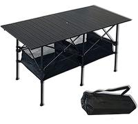 GSZCCZS Lightweight Foldable Camping Table with Storage Compartment Aluminum Alloy Barbecue Picnic Table for Camping Picnics and Beach Trips