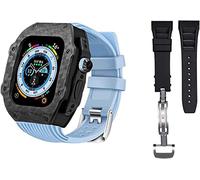 GSZCCZS Luxury Carbon Fiber Watch Case With 2 Band Modification Kit，For 8 Ultra 49mm，Silicone Rubber Watch Strap Cover Retrofit Set，For 8 7 6 5 4 SE 45mm 44mm