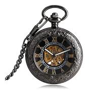 GSZCCZS Luxury Mechanical Pocket Watch Mens Carving Transparent Glass Cover Winding Fashion Automatic Steampunk Exquisite Watch Gift