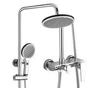 GSZCCZS Luxury Rainfall Shower Head/Handheld Combo, Convenient Push-Button Flow Control Button for Easy One-Handed Operation, Rough in Valve and Trim Kit Included, Chrome
