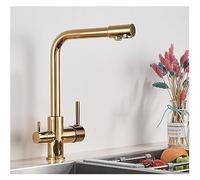 GSZCCZS Matte Black Brass Pure Water Kitchen Faucet Dual Handle Hot and Cold Drinking Water 3-Way Filter Kitchen Purified Mixer Taps(Black Bronze)