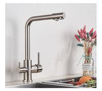 GSZCCZS Matte Black Brass Pure Water Kitchen Faucet Dual Handle Hot and Cold Drinking Water 3-Way Filter Kitchen Purified Mixer Taps(Black Bronze)