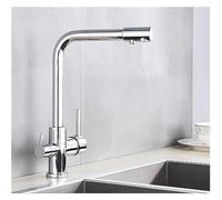 GSZCCZS Matte Black Brass Pure Water Kitchen Faucet Dual Handle Hot and Cold Drinking Water 3-Way Filter Kitchen Purified Mixer Taps(Black Bronze)