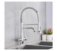 GSZCCZS Matte Black Pure Water Filter Kitchen Faucet Dual Handle Hot and Cold Drinking Water Pull Out Kitchen Mixer Taps Purification(Chrome A)