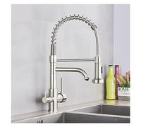GSZCCZS Matte Black Pure Water Filter Kitchen Faucet Dual Handle Hot and Cold Drinking Water Pull Out Kitchen Mixer Taps Purification(Chrome A)