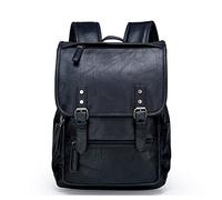 GSZCCZS Men's Casual Backpack Travel School Bag Large Capacity Teen Leather Laptop Backpack (Color : Black, Size : One Size)