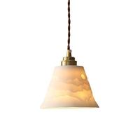 GSZCCZS Modern Antique Brass Metal Ceramic Chandelier Dining Room Pendant Light Semi-Transmission Ceiling Hanging Lamp Bedroom Bedside Bar Porch Balcony Pendant Lamp, E27 Change for The Better vision