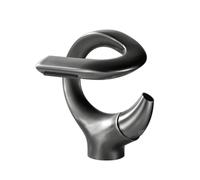 GSZCCZS Modern Brass Bathroom Basin Tap - Single Lever Mixer Faucet for Sink with Hot/Cold Water UK Standard Hoses - Stylish Grey Waterfall Design for Contemporary Bathrooms